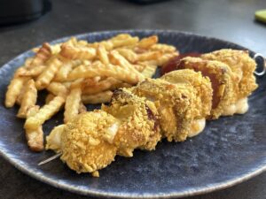 Recept na Sýrové špízy s kuřecím masem v horkovzdušné fritéze