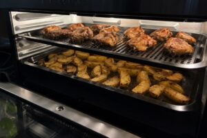 pečené brambory a maso v horkovzdušné fritéze